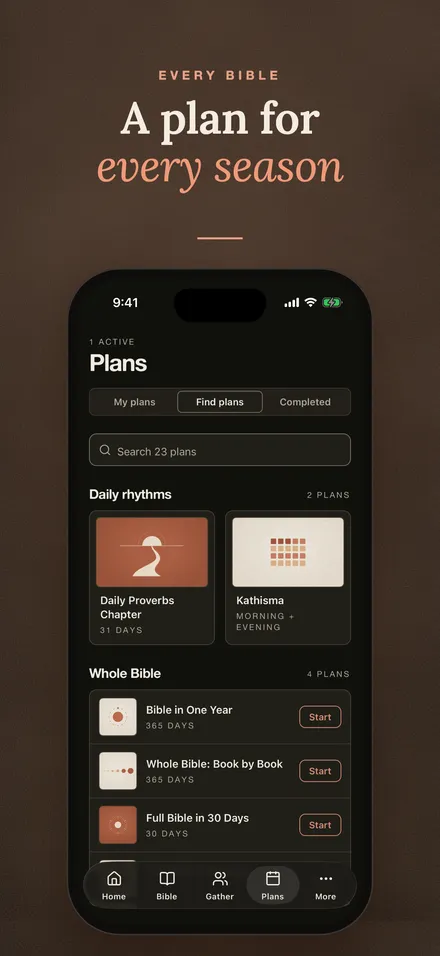 Reading plans for every season, from daily rhythms to the whole Bible.